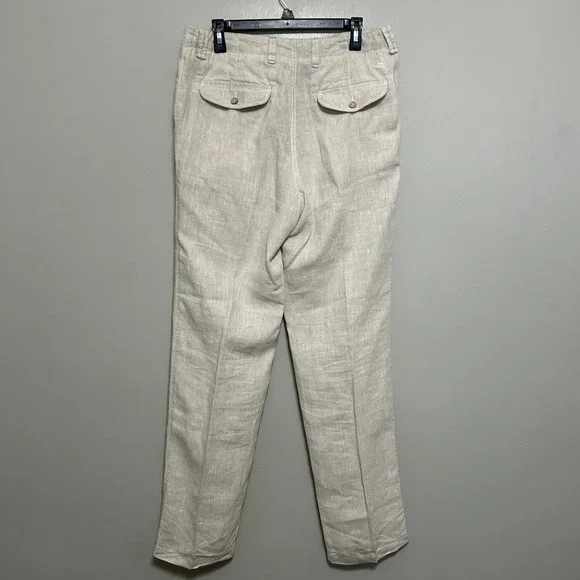 Tommy Bahama Mens Linen Pants 33X34 Beige Straight Leg Flat Front Coastal Luxury - Picture 2 of 14